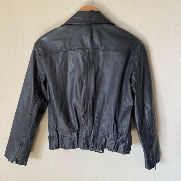 Alice + Olivia Cow Leather Moto Black Jacket Size M - Picture 12 of 15